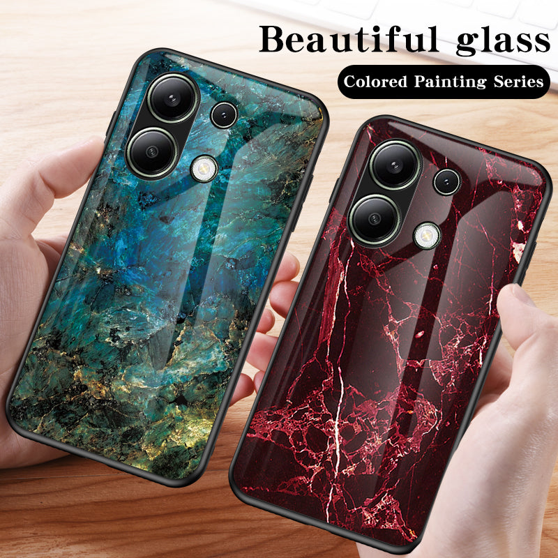 For Xiaomi Redmi Note 13 4G Anti-Drop Phone Cover Tempered Glass Case Marble Pattern Phone Shell For Xiaomi Redmi Note 13 4G Anti-Drop Phone Cover Tempered Glass Case Marble Pattern Phone Shell